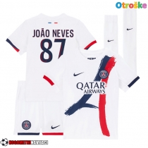 Otroške Nogometnih dresov Paris Saint-Germain Joao Neves #87 Gostujoči 2025-26 Kratki rokavi (+ hlače)